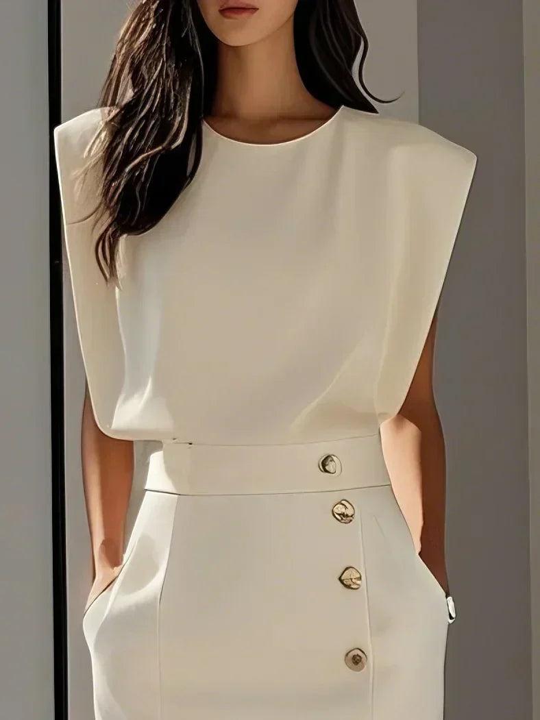 Nina | Sleeveless Side Button Midi