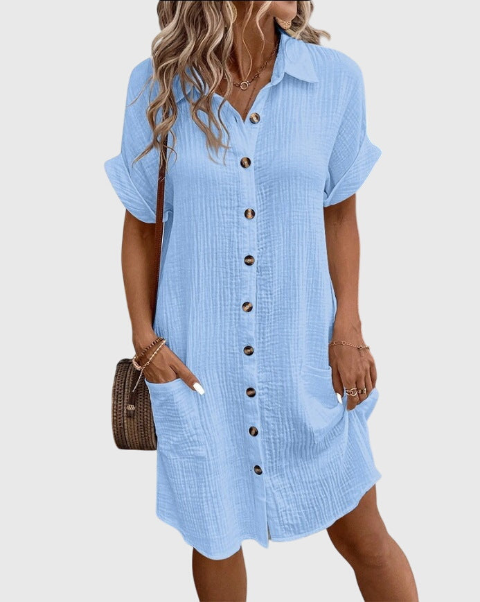 Camille | Women's Button-Down Shirt Dress with Pockets