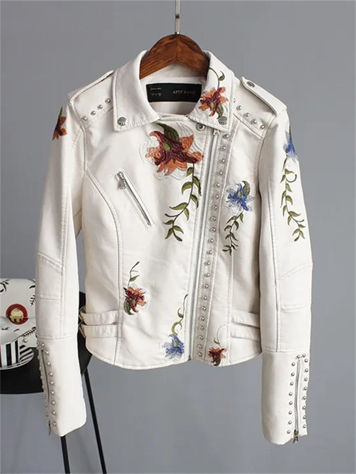 Evangeline | Women's Embroidered Biker Jacket