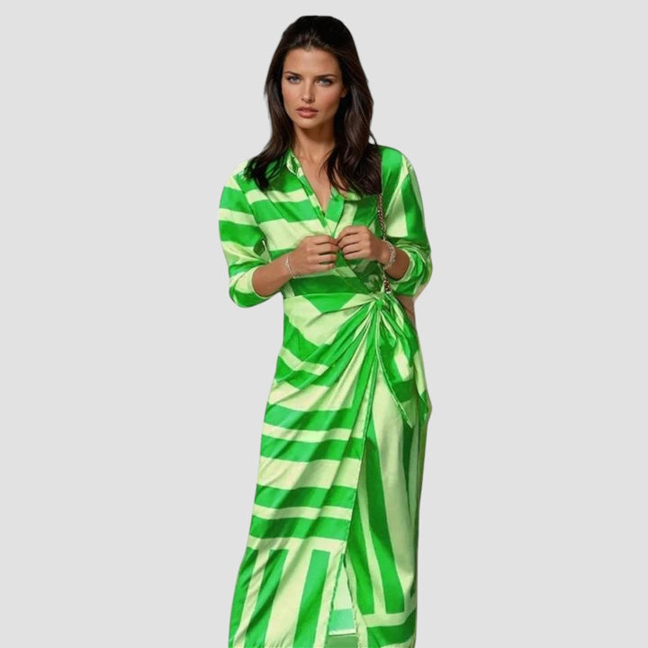Valentina | Women's Abstract Print Long-Sleeve Wrap Midi Dress