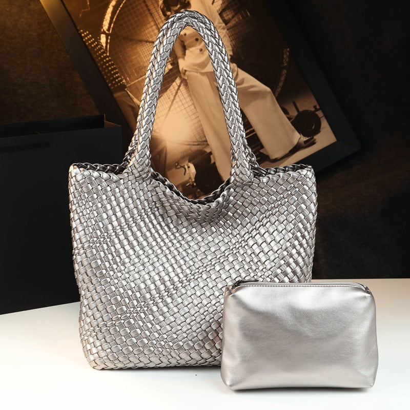 Avery | Women's Woven Leather Tote Bag