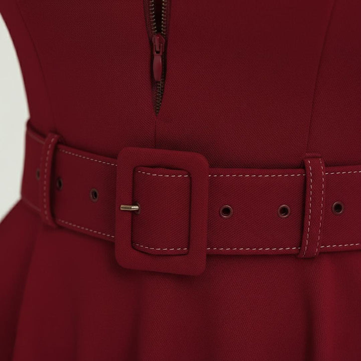 Sienna | Women's Flared Dress with Front Zip and Belt