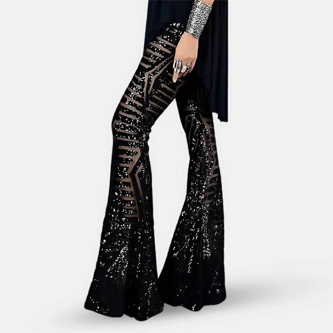 Aubrey | Women’s Sequin High Waist Flare Pants