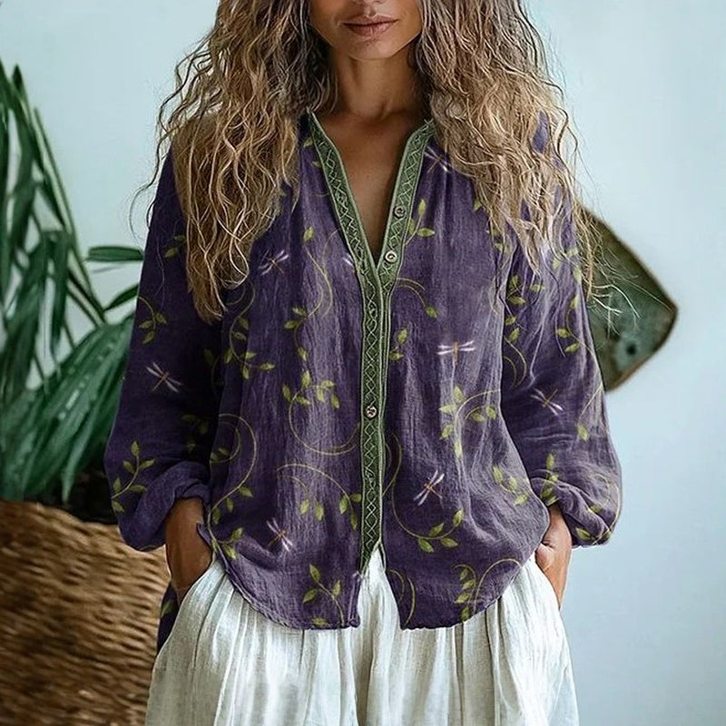 Brianna | Printed V-Neck Long Sleeve
