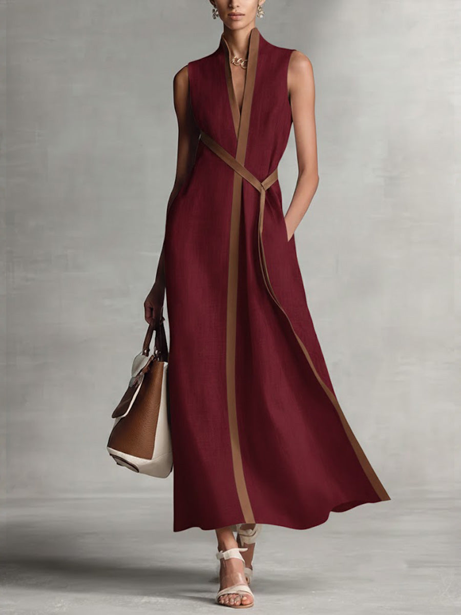 Ivy | Contrast Trim Sleeveless Maxi Dress