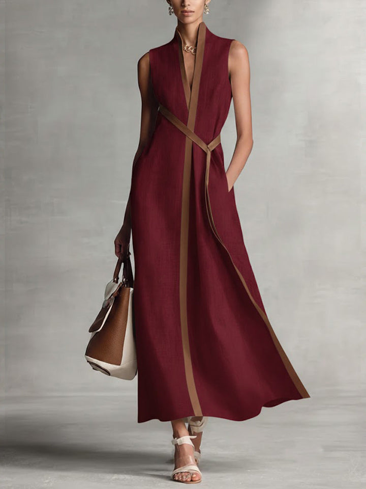 Ivy | Contrast Trim Sleeveless Maxi Dress