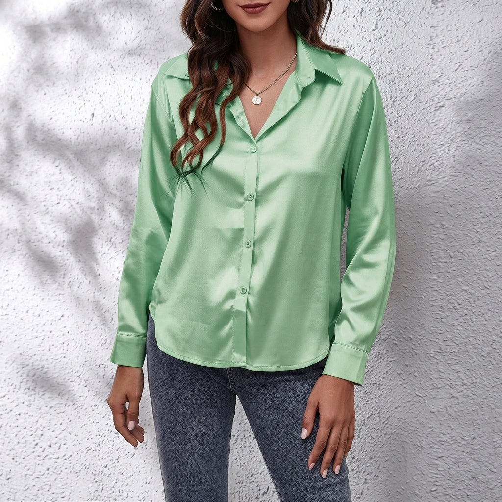 Harper | Women’s Longsleeve Satin Shirt