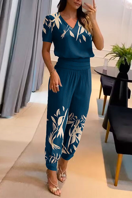 Presley | Women's Printed Short Sleeve Top & Pant Set