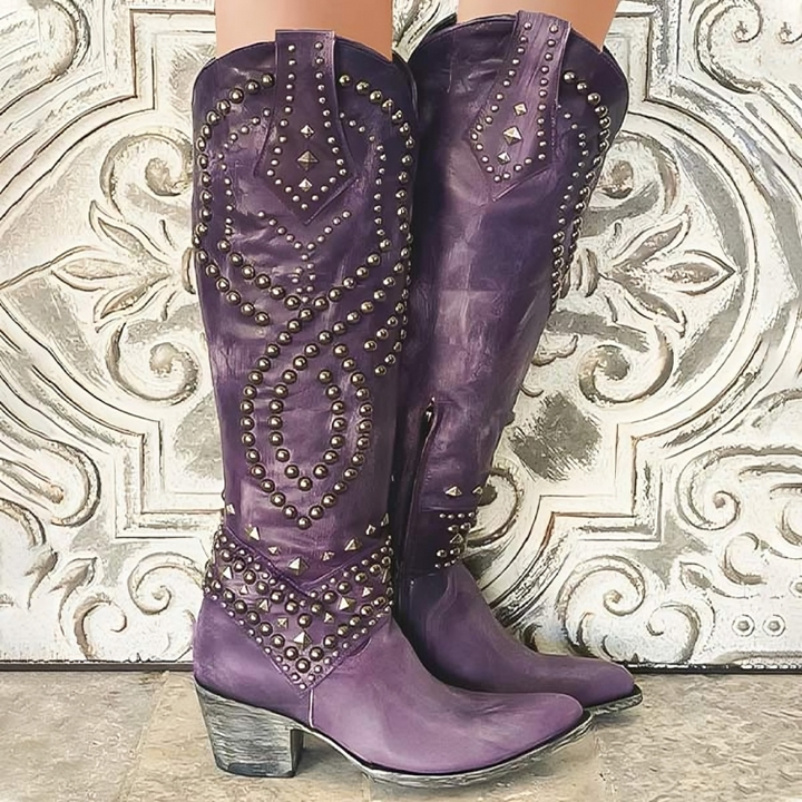 Leighton | Studded Western Knee-High Boots