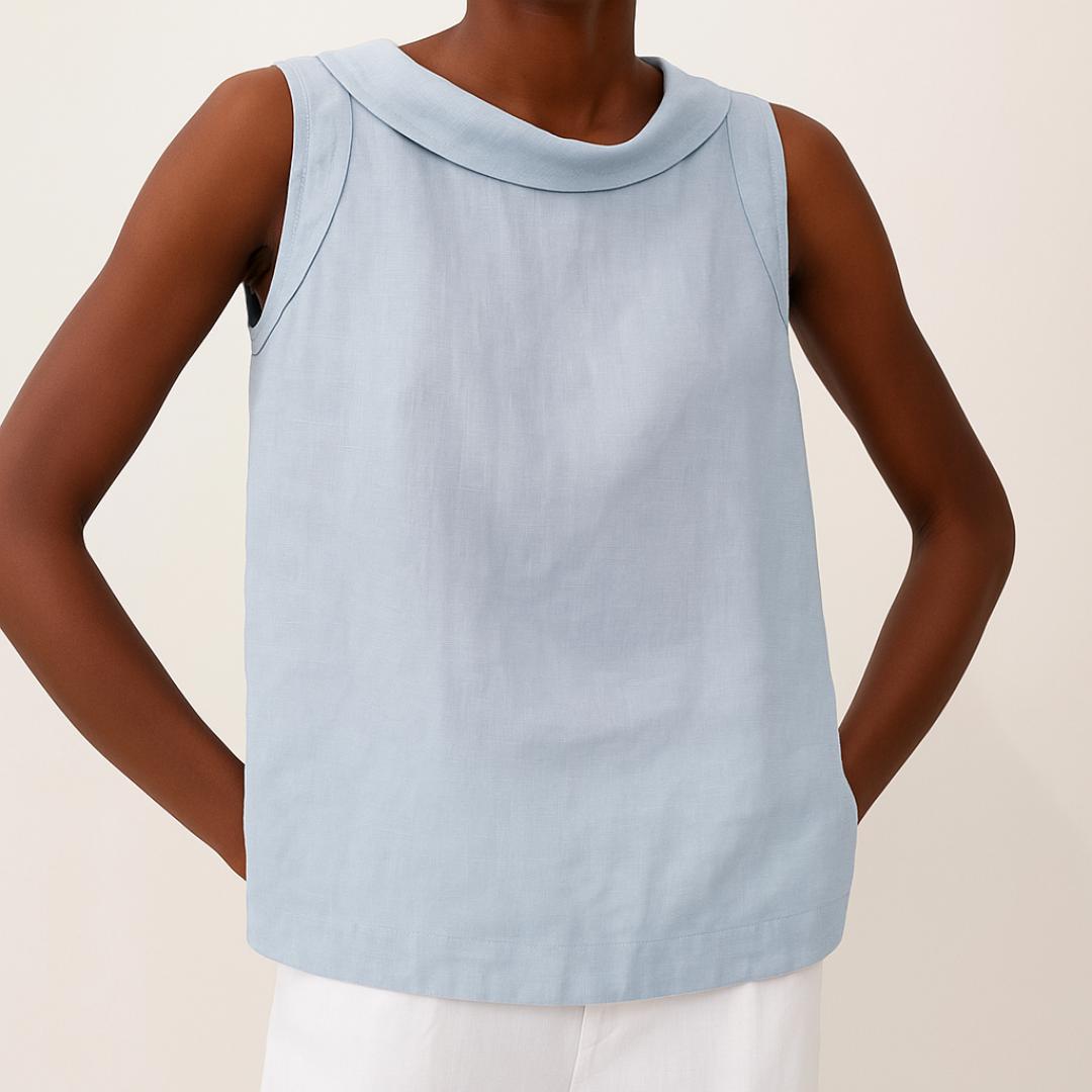 Maria | Sleeveless Roll Collar Top