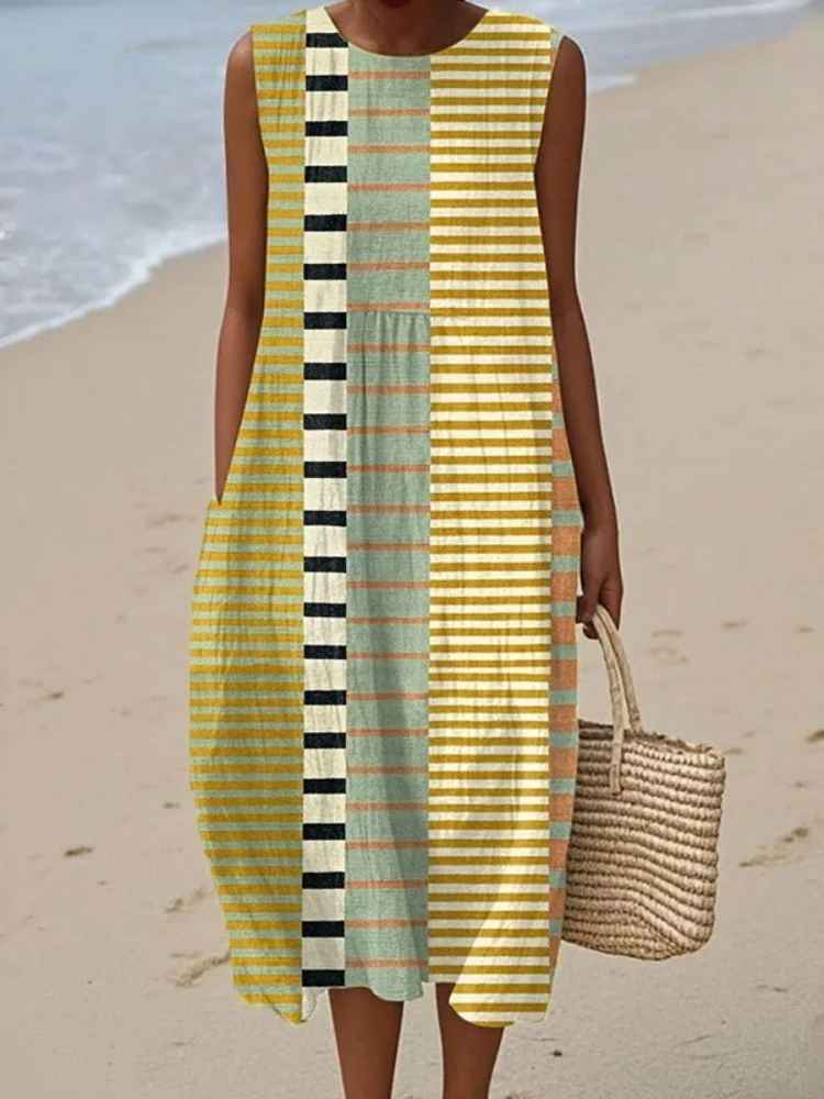 Rosenda | Summer Dress with Abstract Geometric Print