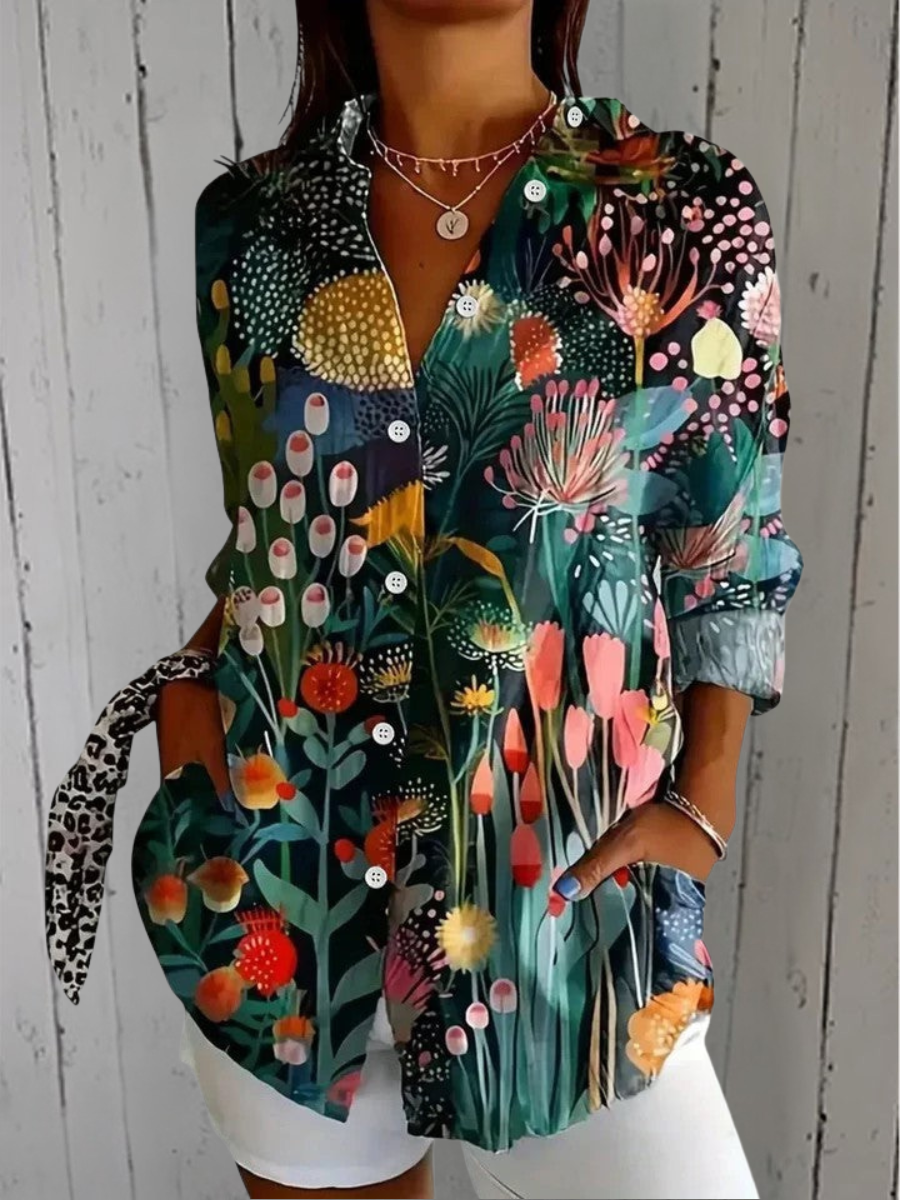 Peyton | Expressive Floral Button-Up Blouse