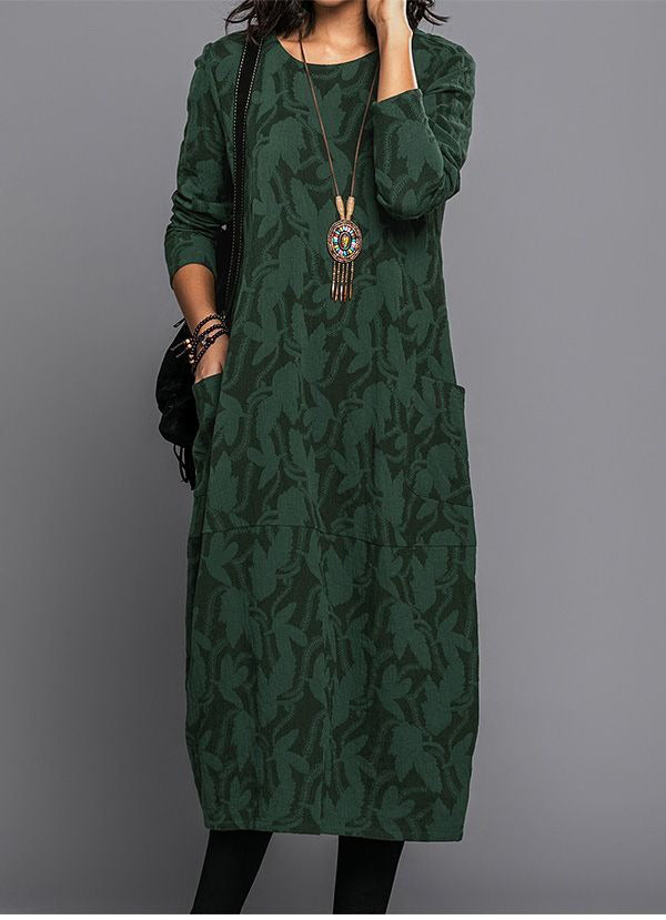 Aurelia | Long Sleeve Midi Dress With Pockets