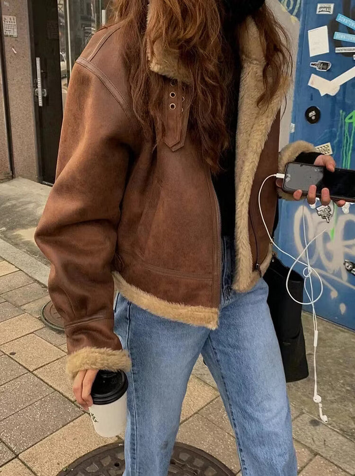 Charlotte | Women's Shearling Aviator Jacket