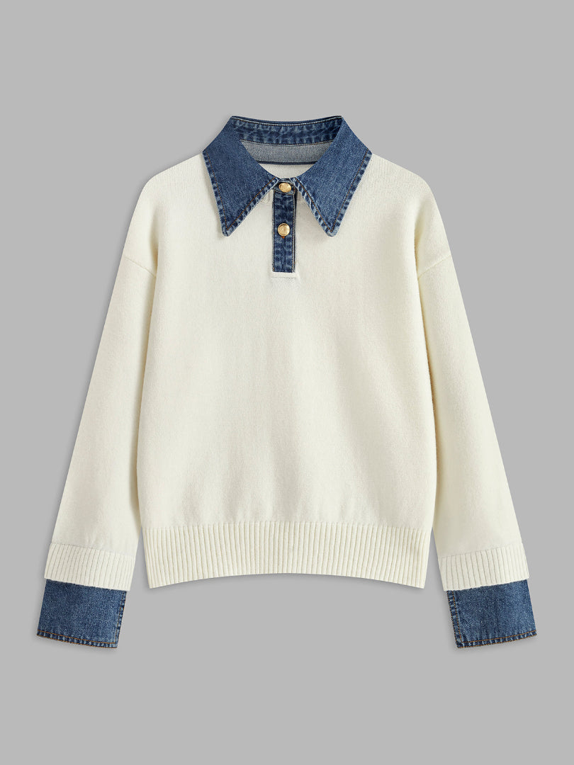 Audrey | Stylish Panel Lapel Sweater