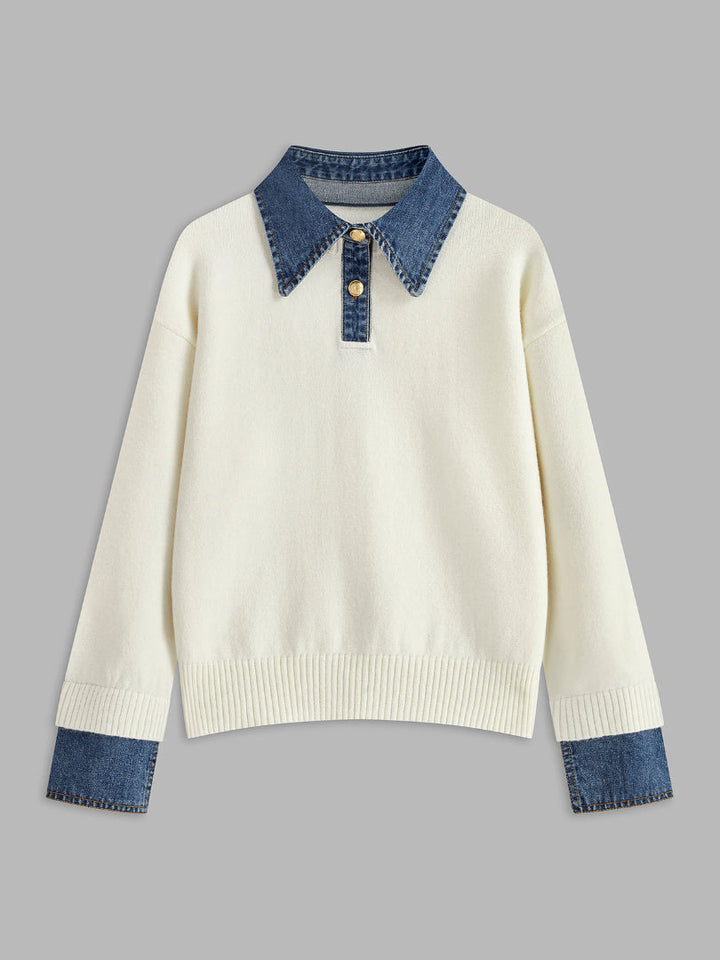Audrey | Stylish Panel Lapel Sweater