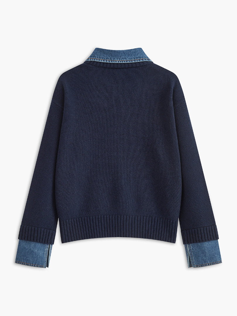 Audrey | Stylish Panel Lapel Sweater