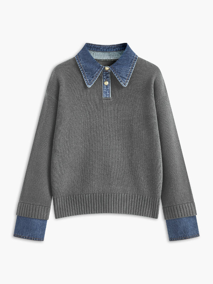 Audrey | Stylish Panel Lapel Sweater