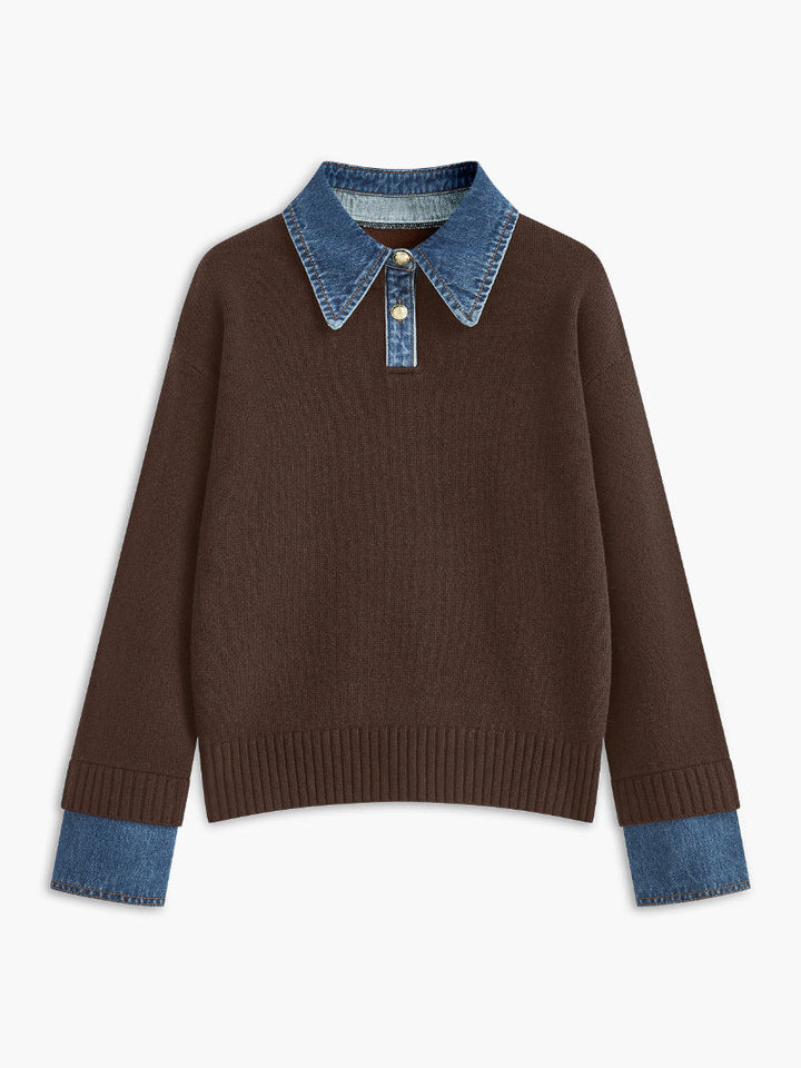 Audrey | Stylish Panel Lapel Sweater