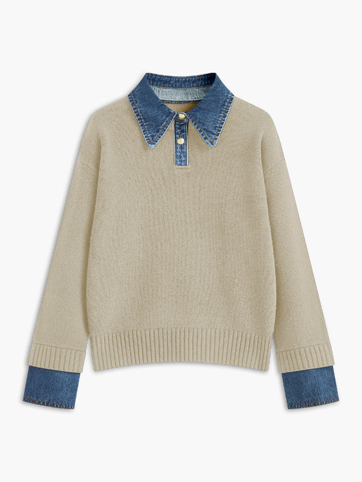 Audrey | Stylish Panel Lapel Sweater
