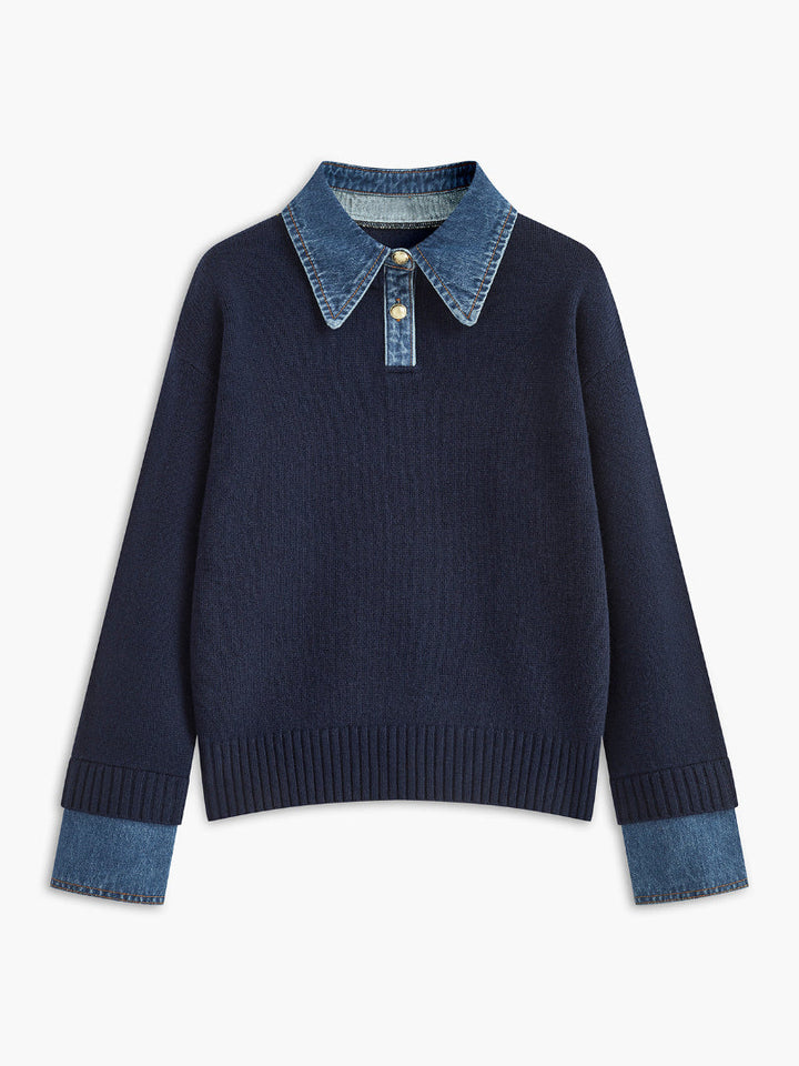 Audrey | Stylish Panel Lapel Sweater