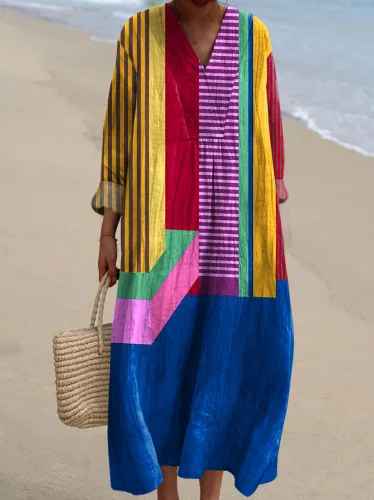 Hadley | Retro Geometric Print Dress for Women