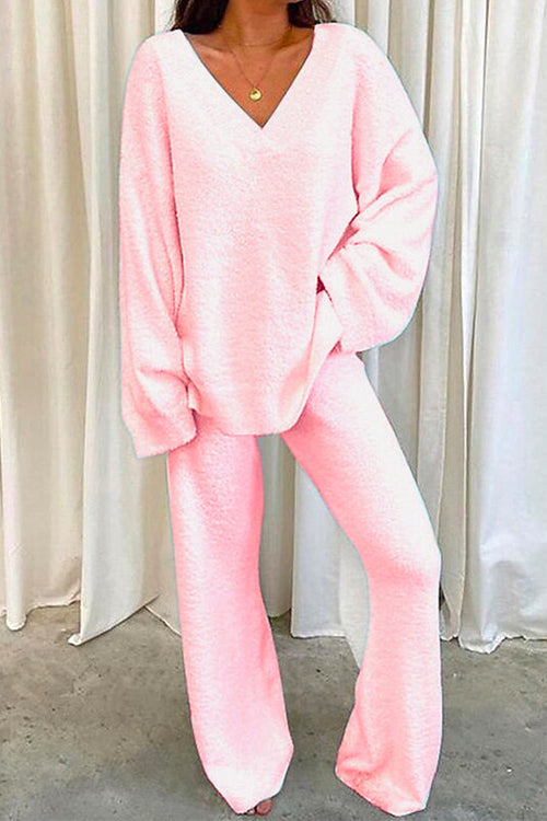 Emerson | Women's V-Neck Sweater & Wide-Leg Pant Set