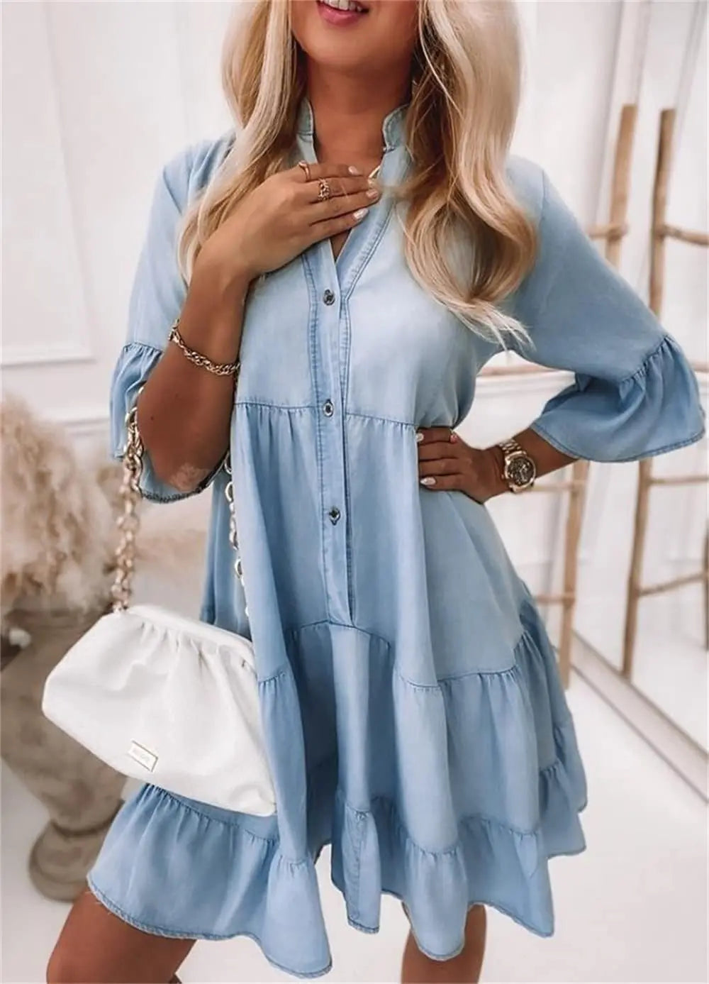 Fern | Tiered Button-Front Midi Dress