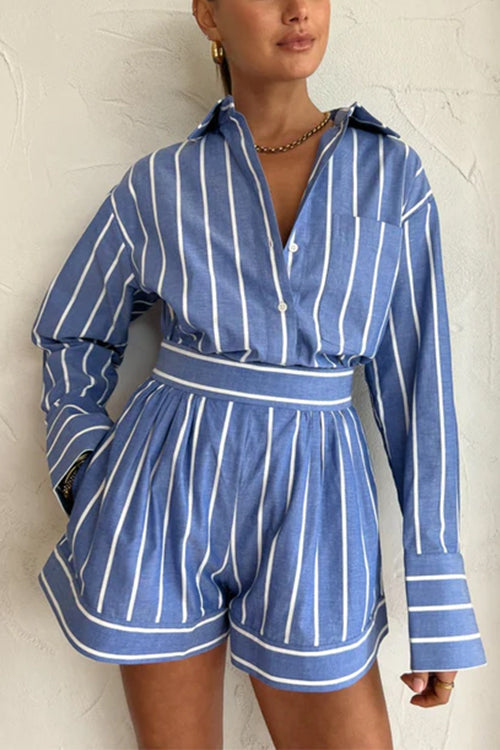 Hadley | Women's Striped Shirt & Shorts Set