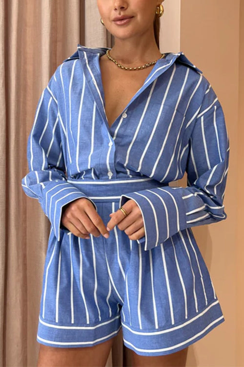 Hadley | Women's Striped Shirt & Shorts Set