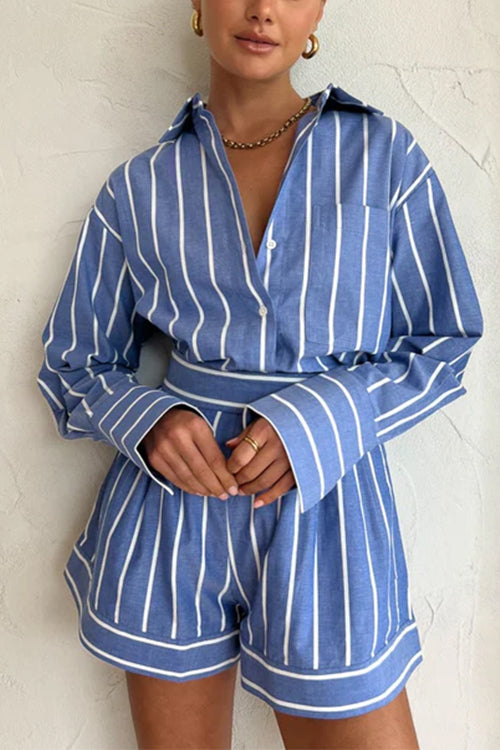 Hadley | Women's Striped Shirt & Shorts Set