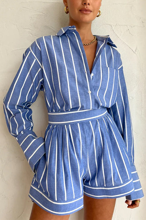 Hadley | Women's Striped Shirt & Shorts Set