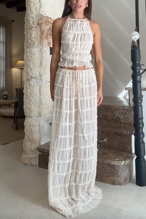Seraphina | Women's Halter Crop Top & Tiered Maxi Skirt Set