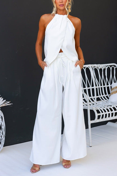 Blakely | Women's Halter Neck Top & Wide-Leg Pant Set
