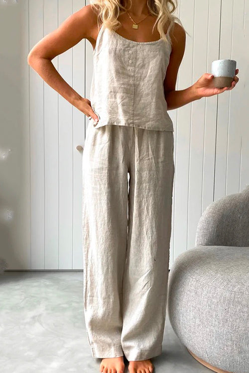 Sienna | Women's Linen Cami & Drawstring Pant Set