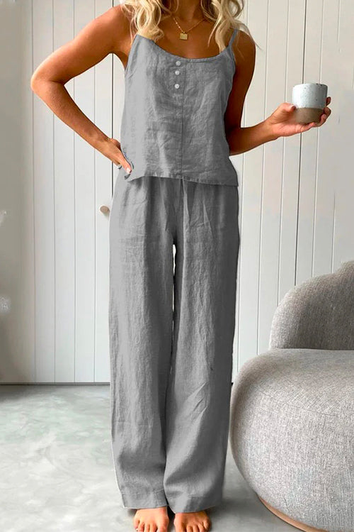 Sienna | Women's Linen Cami & Drawstring Pant Set