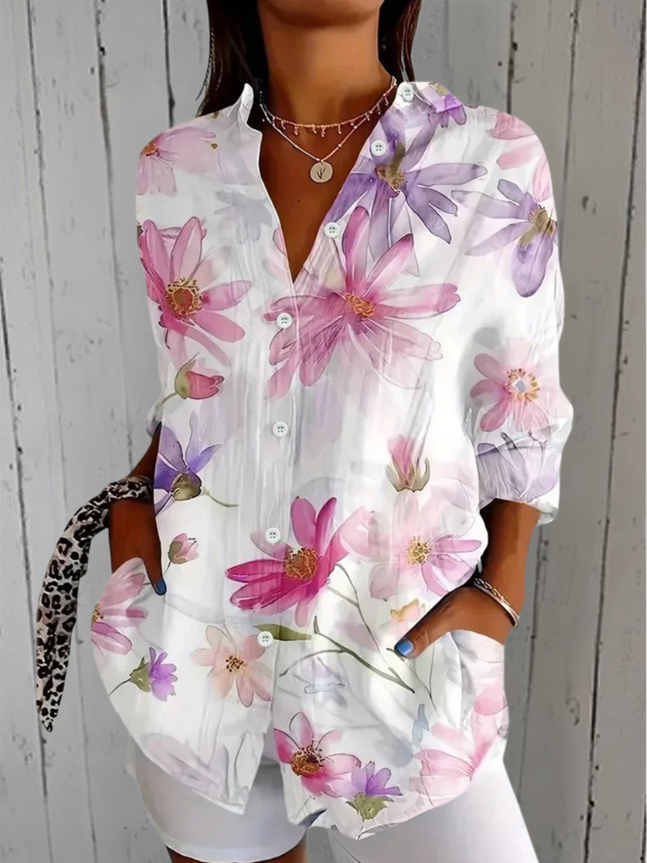 Peyton | Expressive Floral Button-Up Blouse