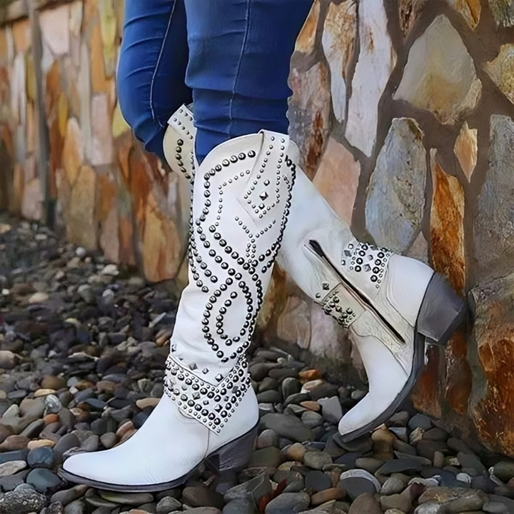 Leighton | Studded Western Knee-High Boots