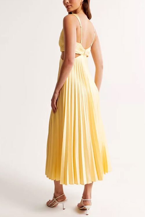 Caroline | Elegant V-Neck Pleated Skirt Dress for Women
