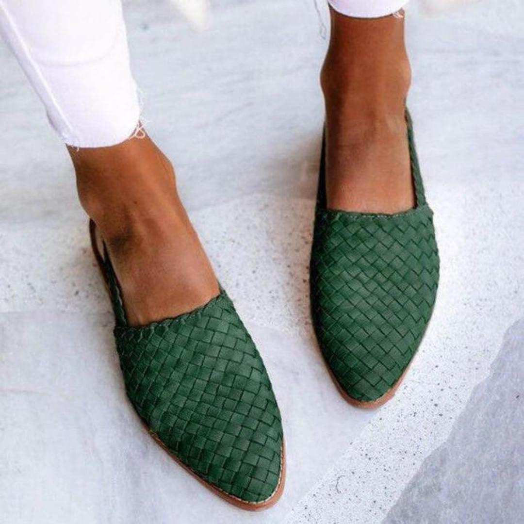 Ruby | Elegant Woven Vegan Leather Ballerinas