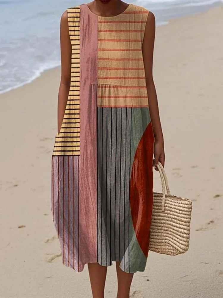Rosenda | Summer Dress with Abstract Geometric Print