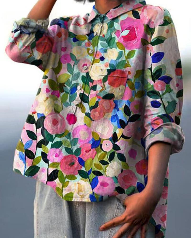 Jocelyn | Abstract Floral Print Button Front