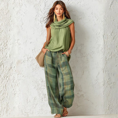 Miriam | Cowl Neck Linen Two-Piece Set