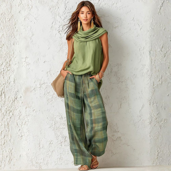 Miriam | Cowl Neck Linen Two-Piece Set