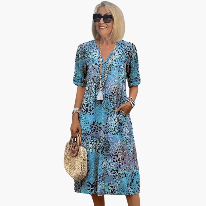 Nicole | Women’s Midi Dress with V-Neck and Floral Print