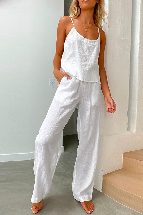 Sienna | Women's Linen Cami & Drawstring Pant Set