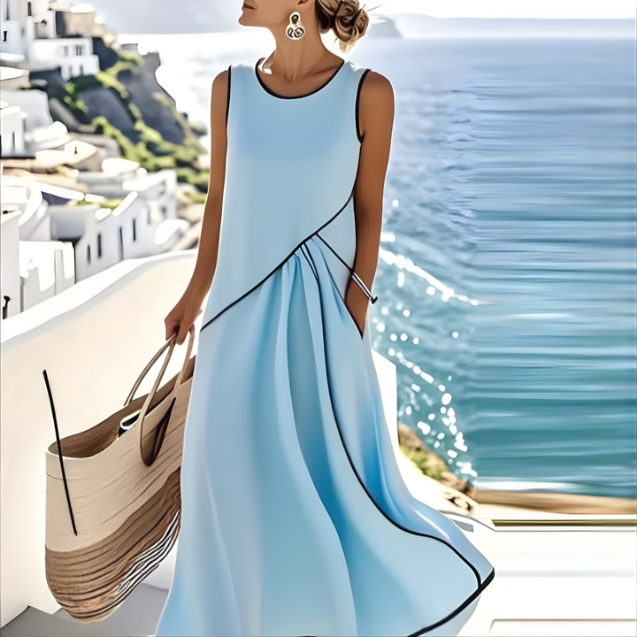 Jane | Contrast Trim Sleeveless Midi Dress