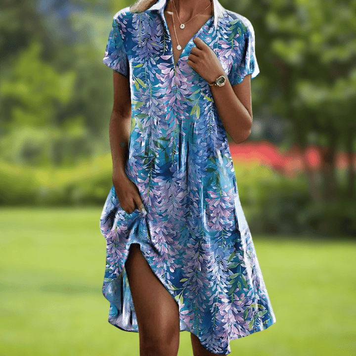 Raven | Floral Short Sleeve Midi Dress
