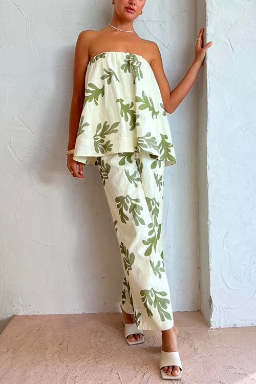 Callaway | Women's Printed Strapless Top & Wide-Leg Pant Set