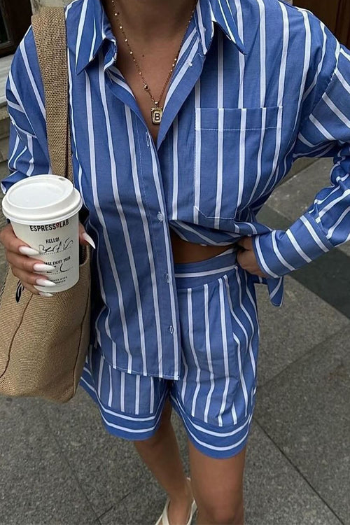Hadley | Women's Striped Shirt & Shorts Set